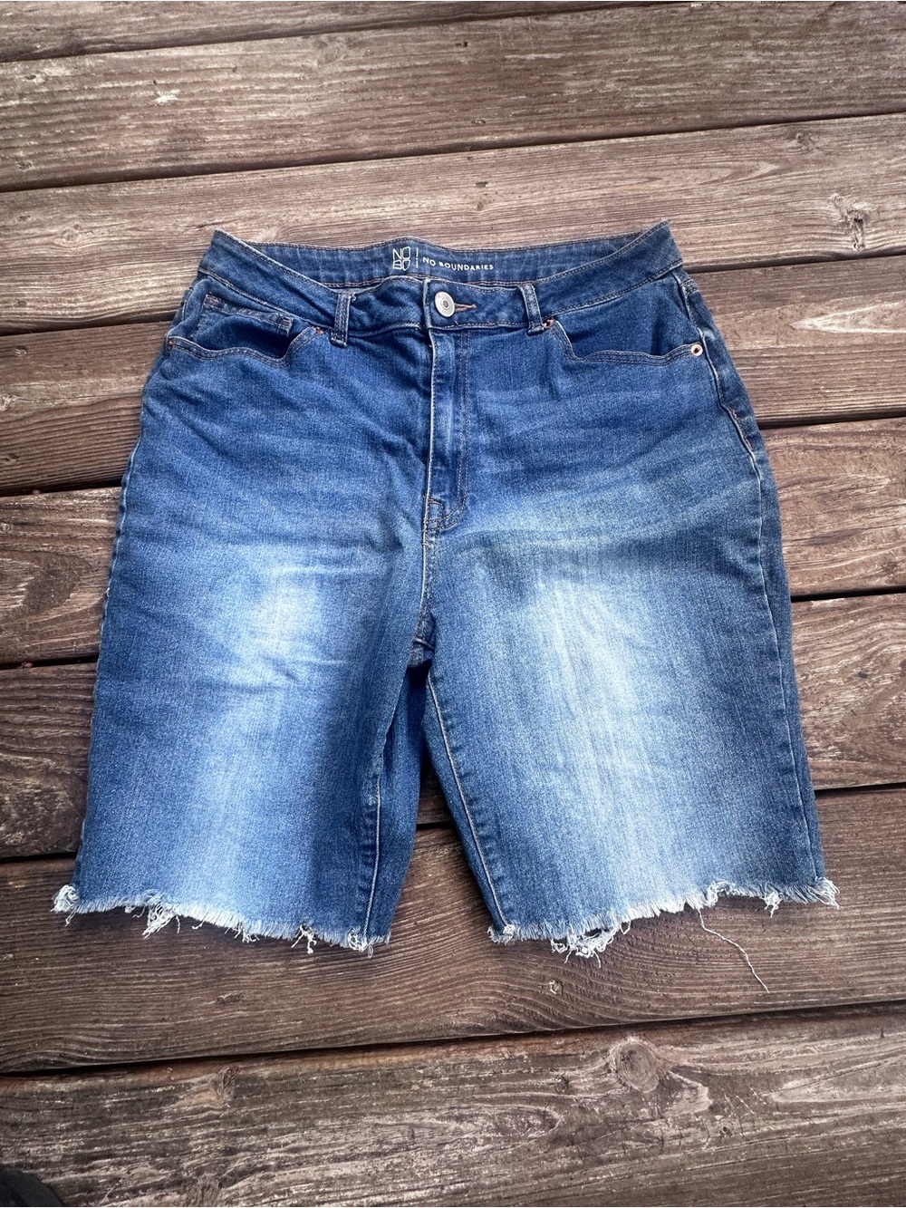 No Boundaries Blue Frayed Hem Denim Bermuda Shorts